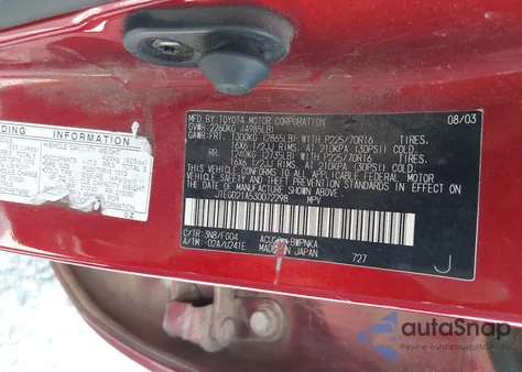 2003 Toyota Highlander из США, поврежденный, VIN JTEGD21A530072298